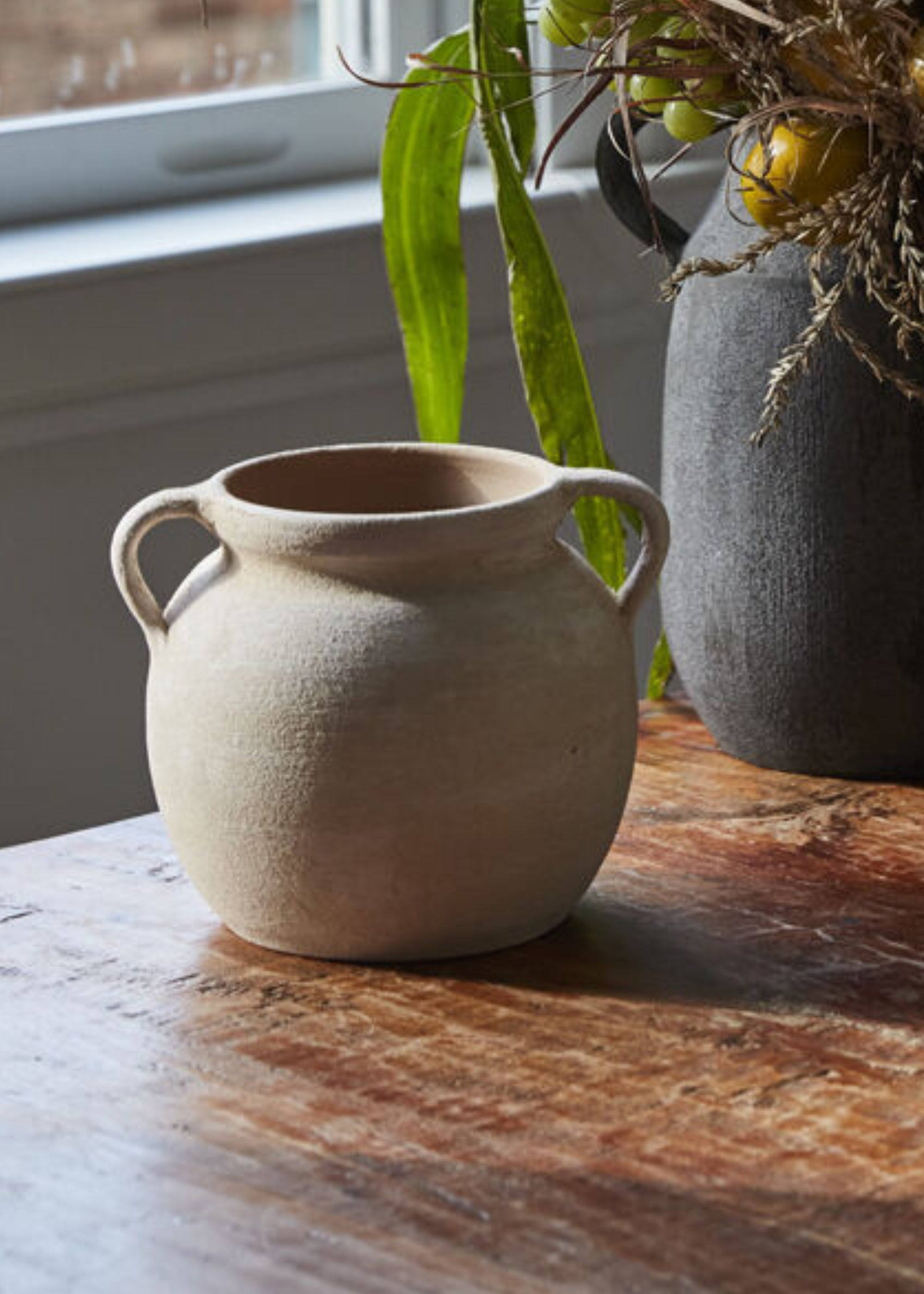 Terracotta Ceramic Handmade Vase with Handles - 7.75"
