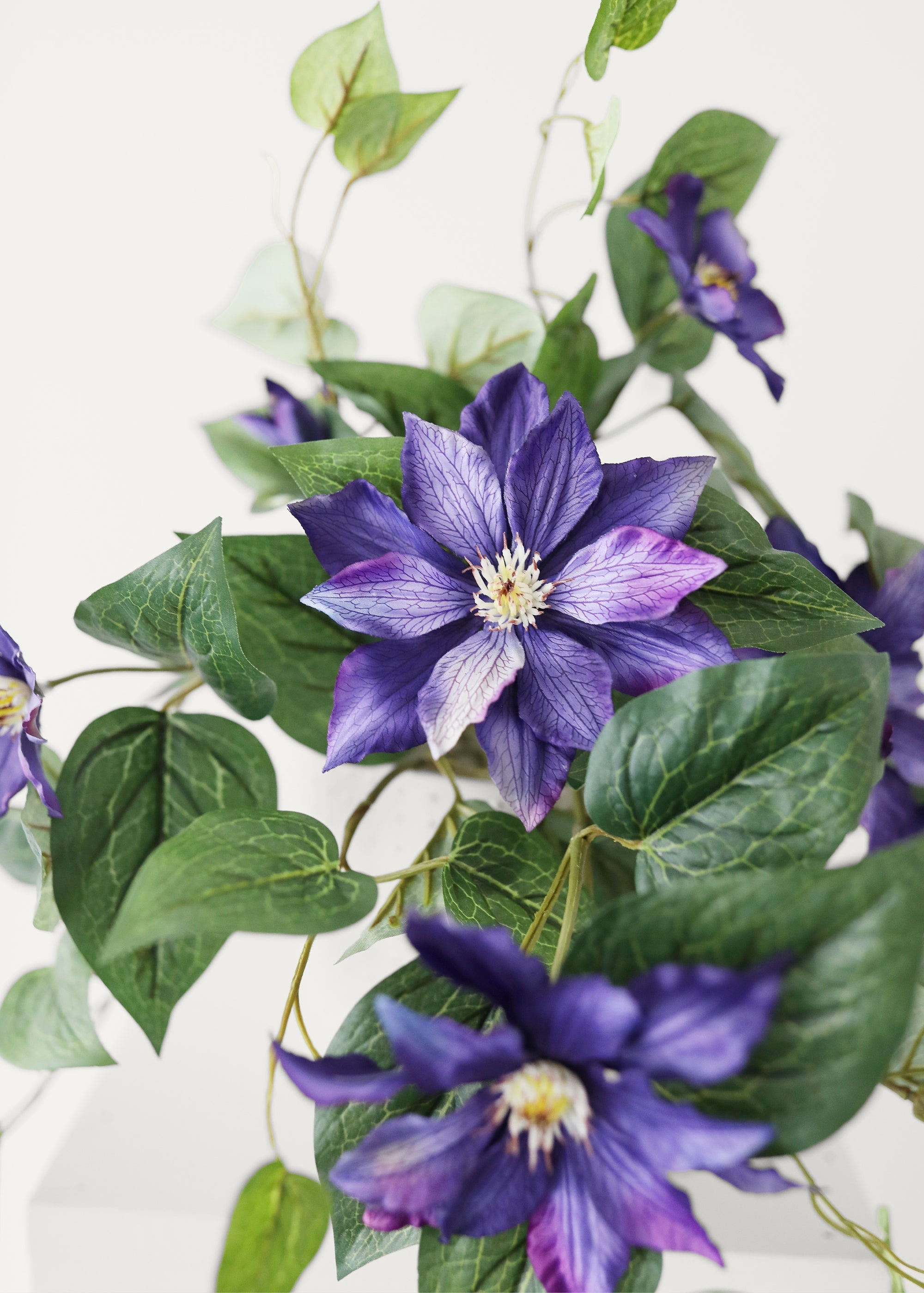 UV Treated Indoor/Outdoor Faux Clematis Bush - 20.5"