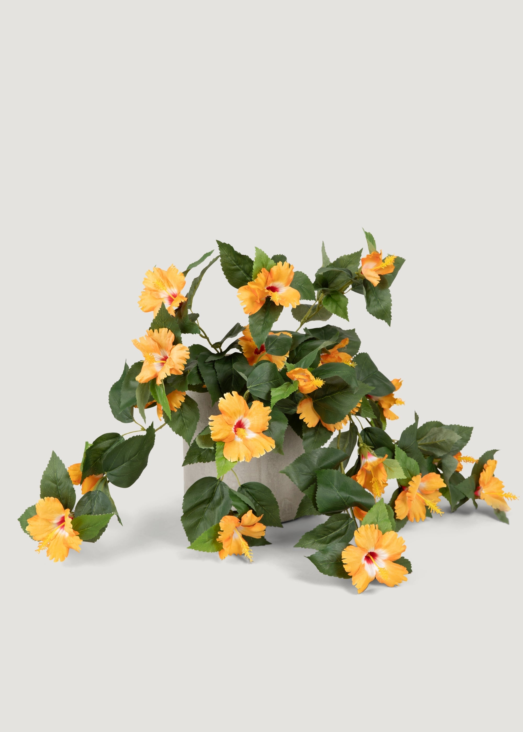 Fake UV Treated Indoor/Outdoor Orange Hanging Hibiscus Bush - 27"