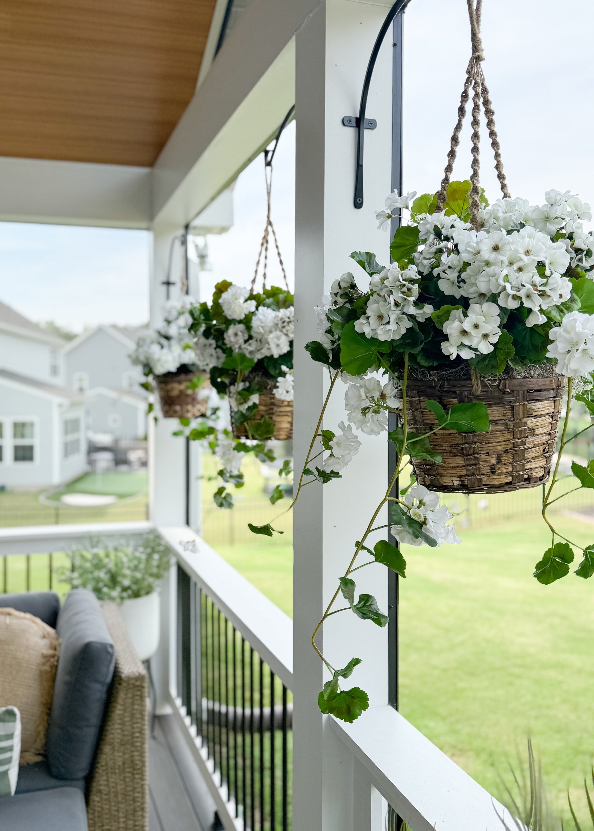 UV Treated Indoor/Outdoor Natural Touch Geranium Hanging Bush - 36"