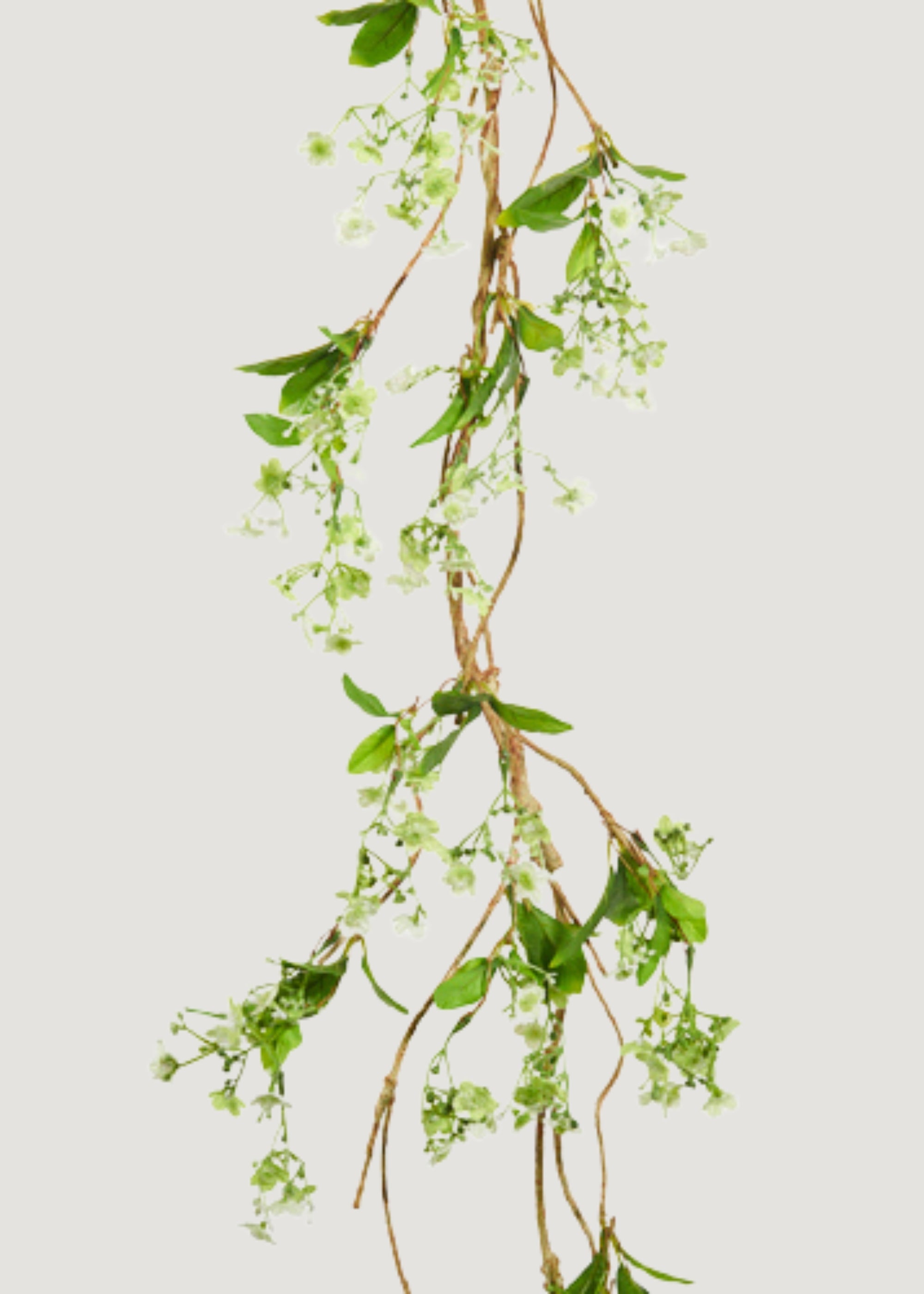 White and Green Fake Blooming Flower Garland - 60"