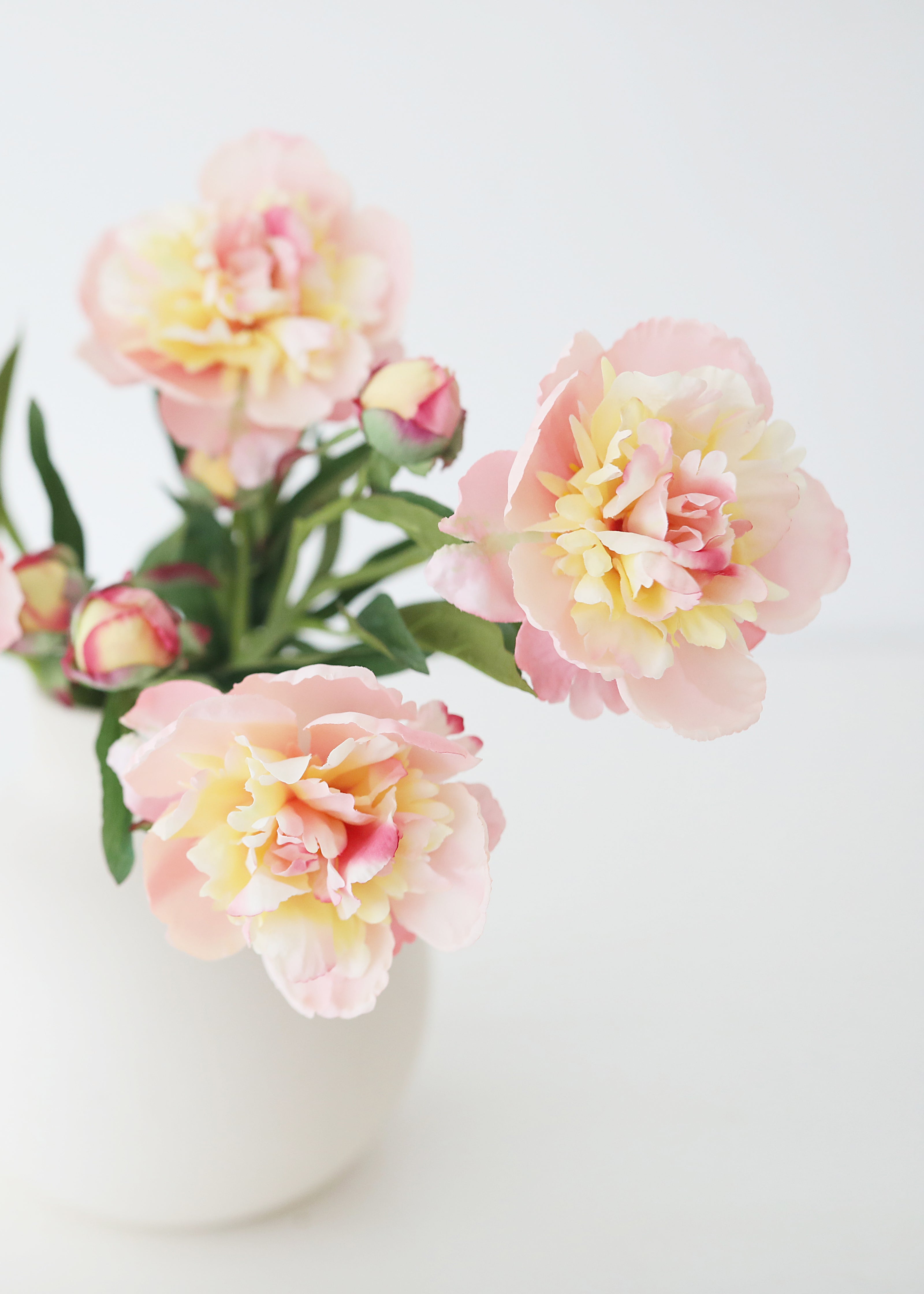 Soft Apricot Pink Peony Fake Flower - 22"