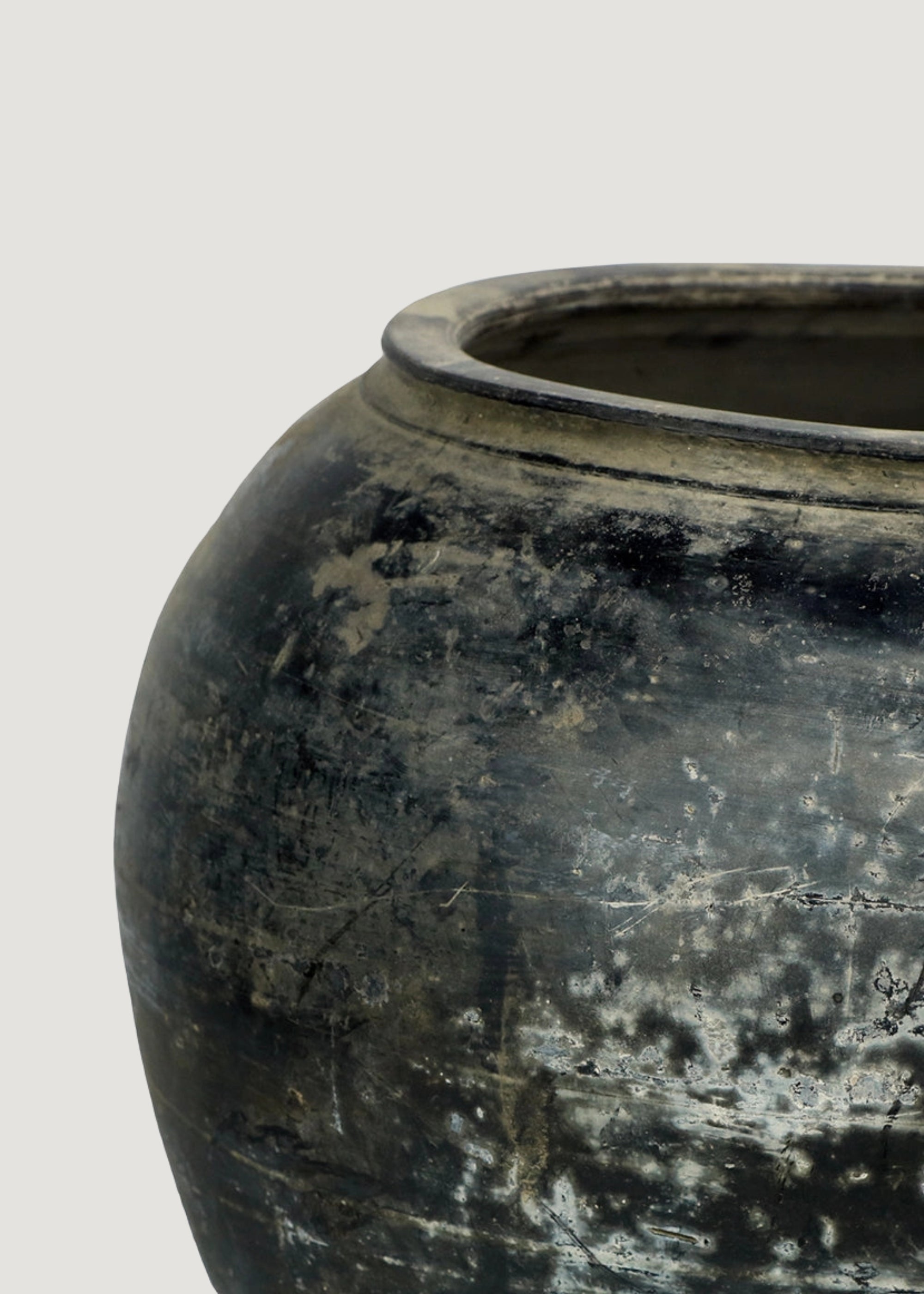 Large Distressed Handmade Clay Pot