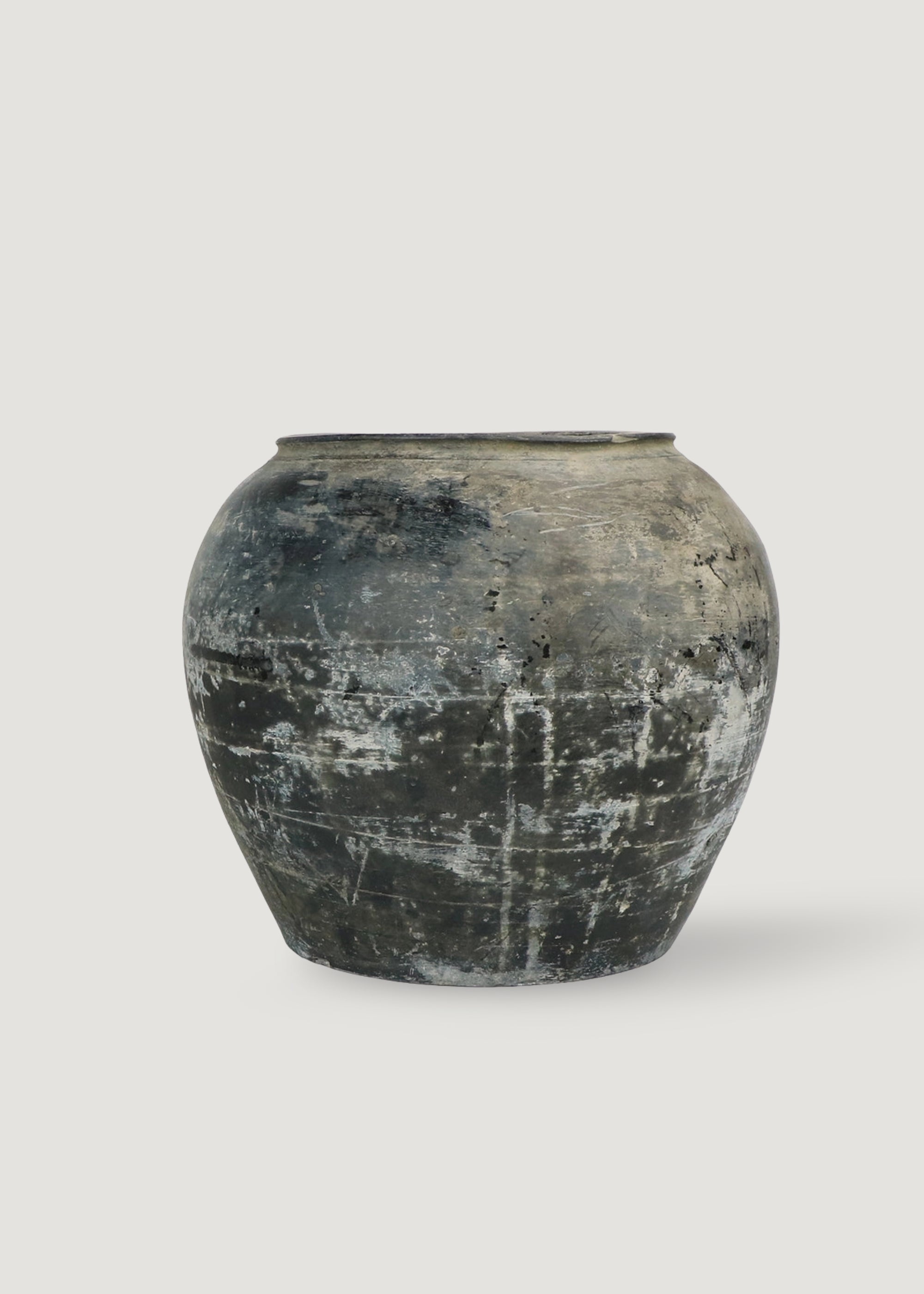 Large Distressed Handmade Clay Pot