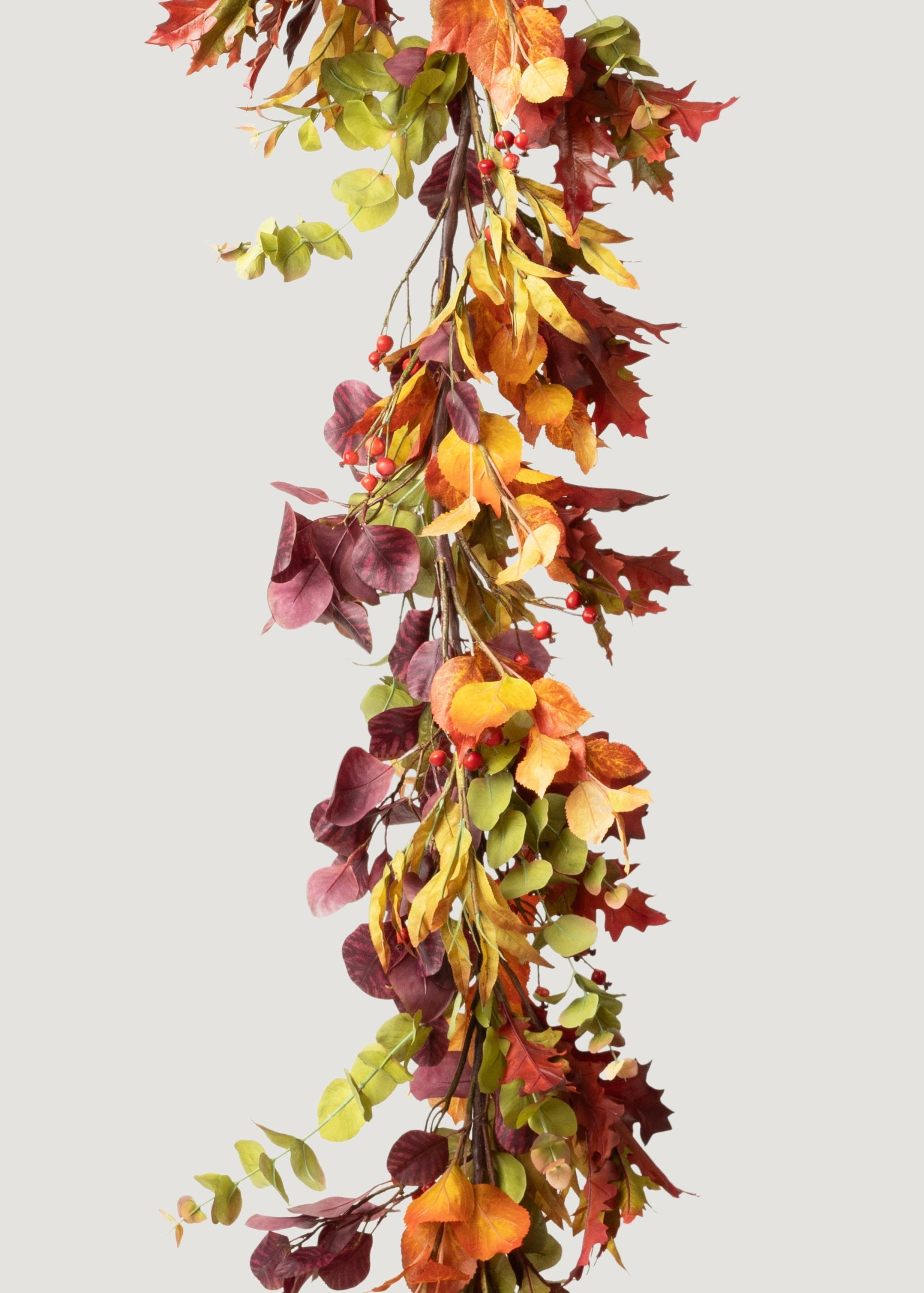Deluxe Faux Eucalyptus Garland in Mixed Fall Hues - 78.5"