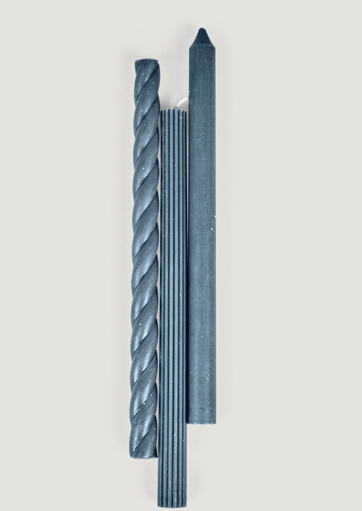 SABIGO Pack of 3 Navy Blue Taper Candles - 11" - RadialPack of 3 Navy Blue Taper Candles - 11"