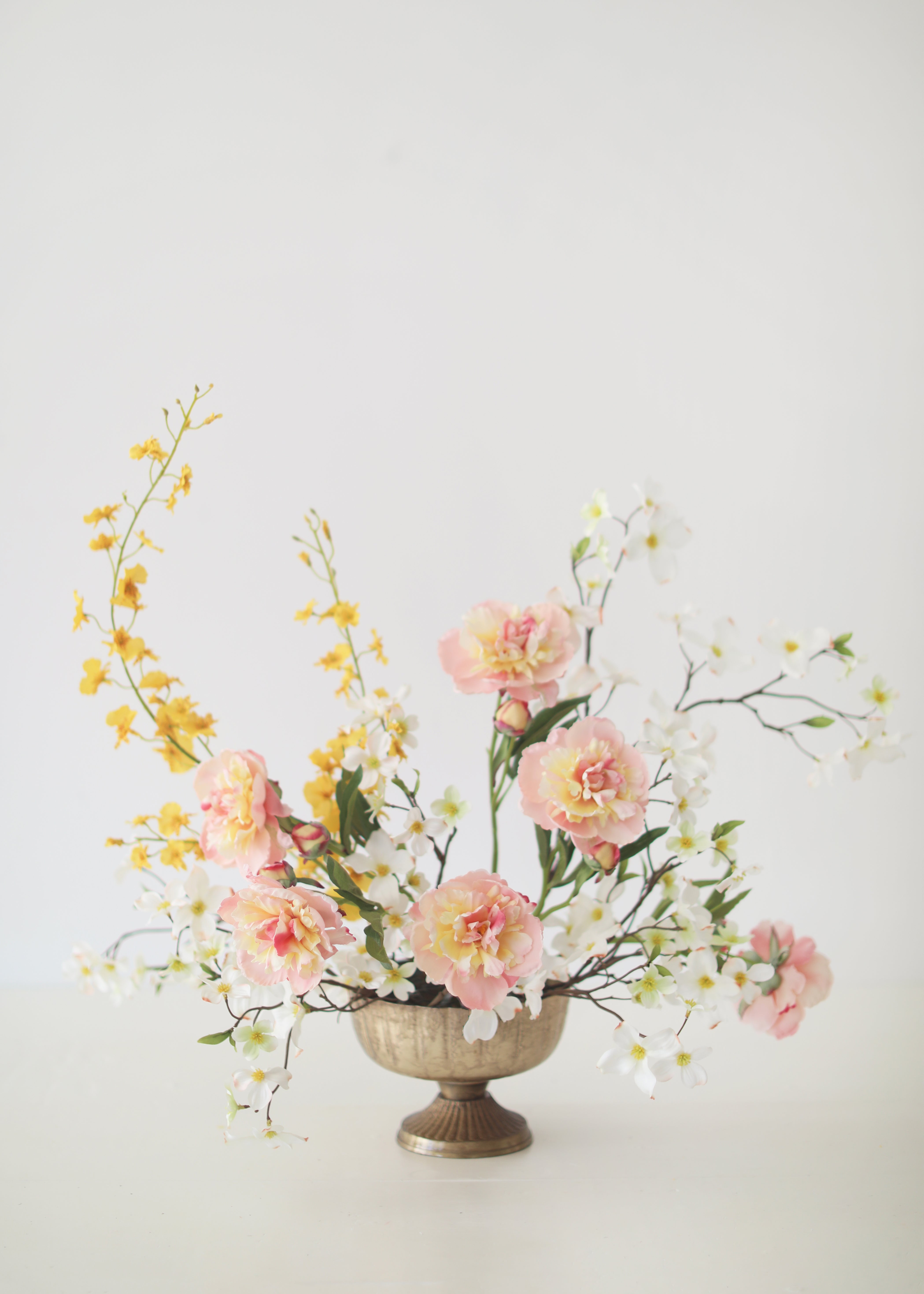 Soft Apricot Pink Peony Fake Flower - 22"