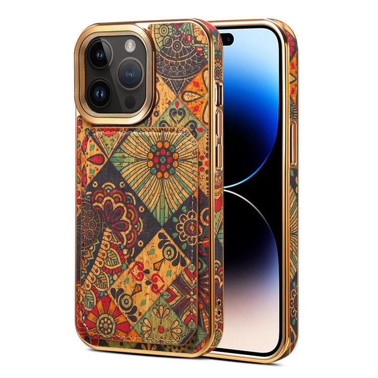 Retro Flower Series Iphone Wallet Case With Card Holder
