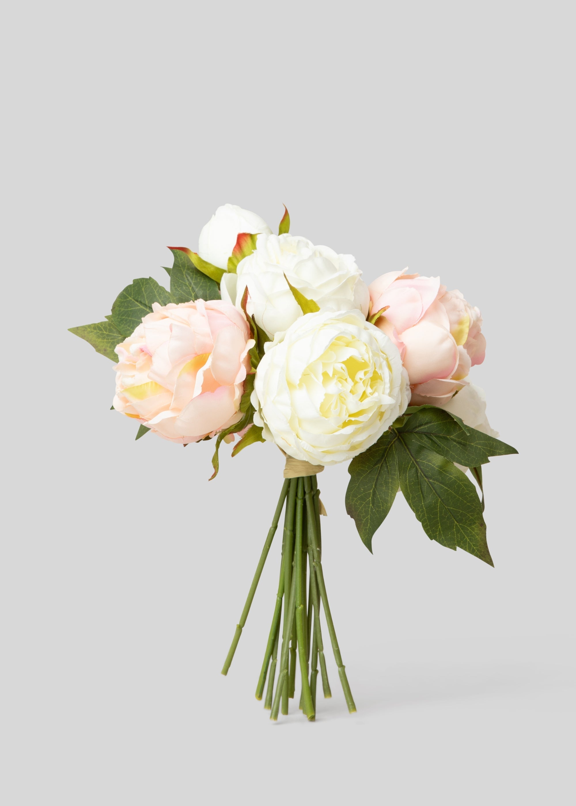 Blush Pink Artificial Peony Flower Bundle - 13"