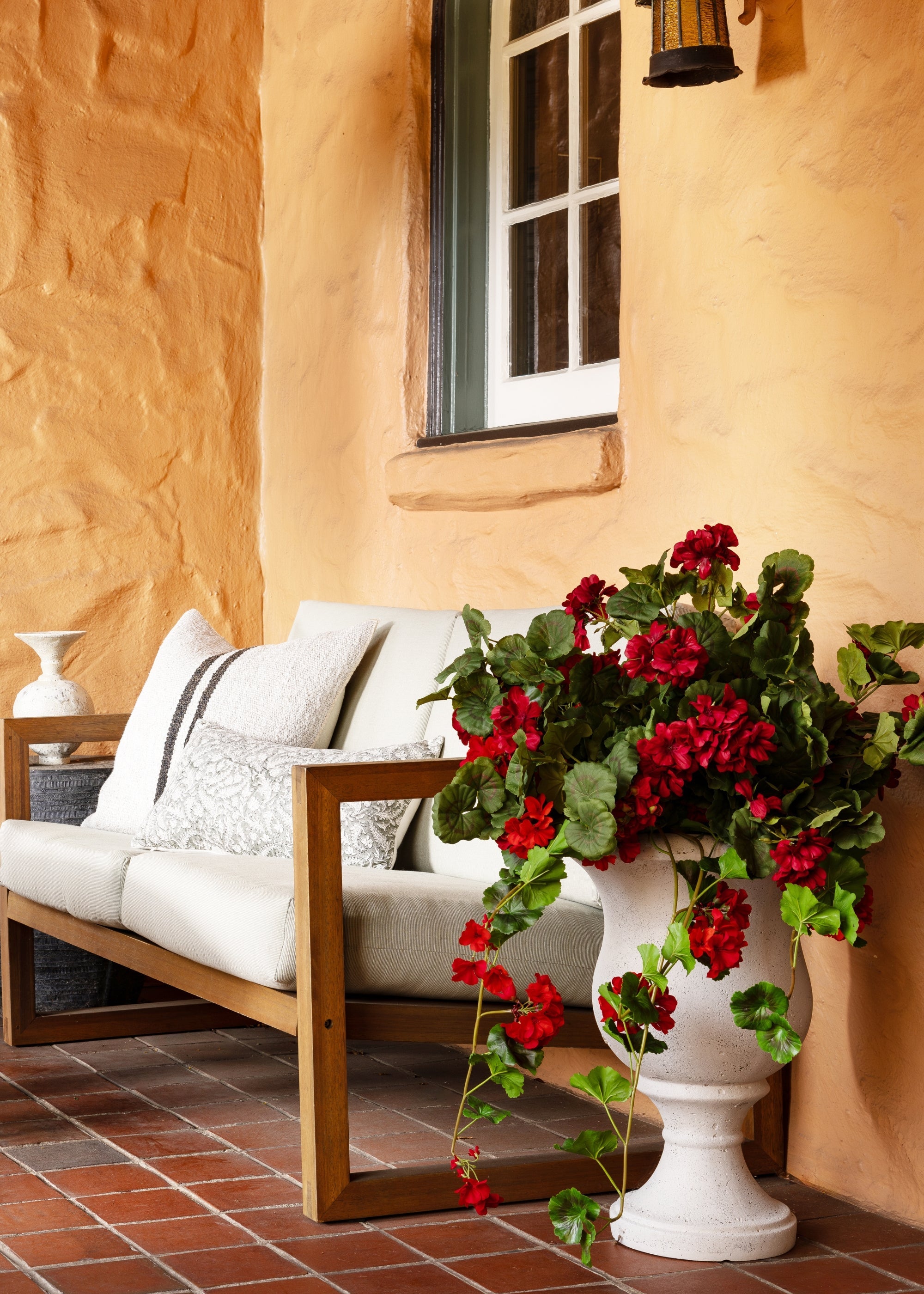 Red UV Treated Indoor/Outdoor Real Touch Geranium Hanging Bush - 36"