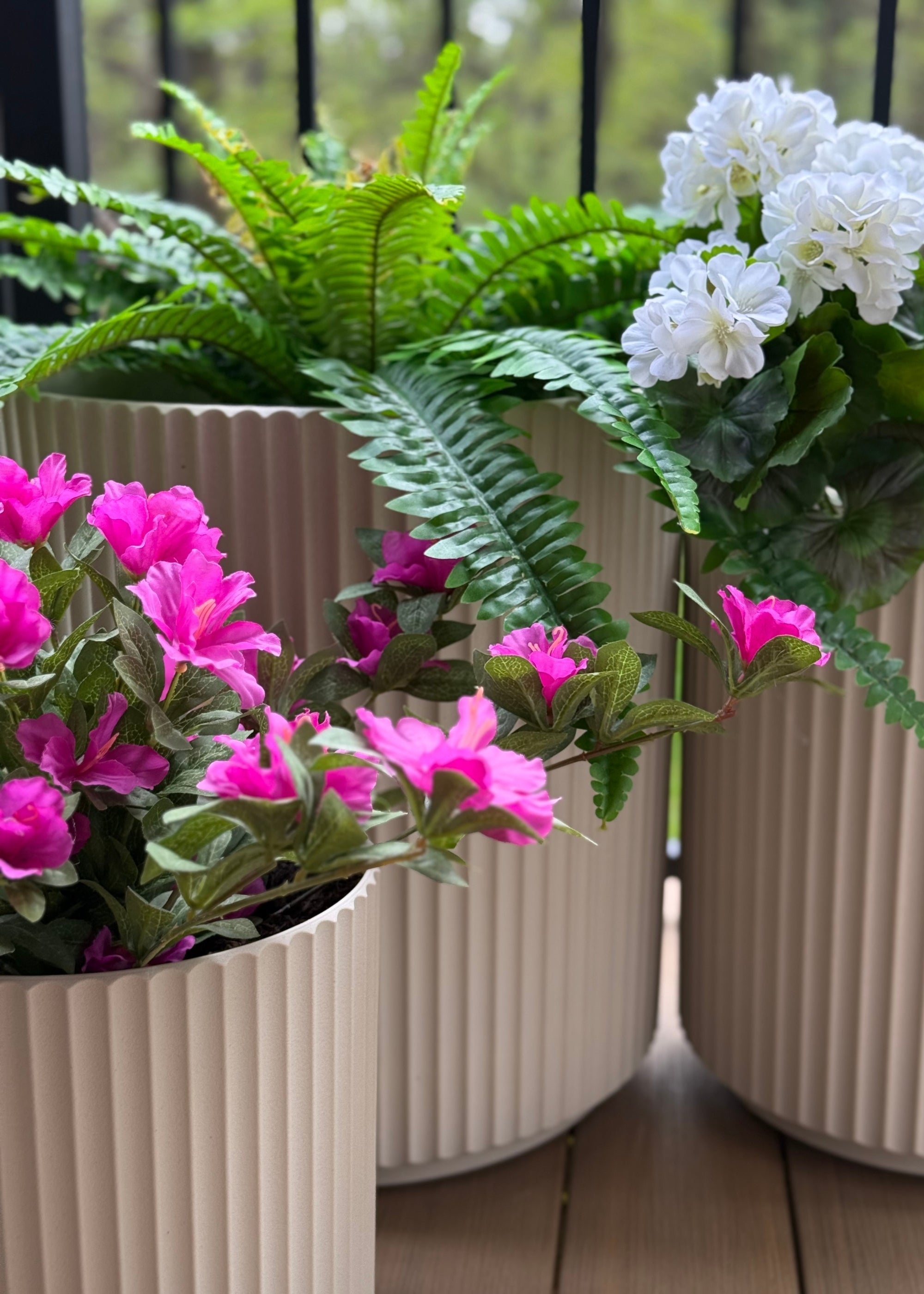 White UV Resistant Indoor/Outdoor Natural Touch Geranium Bush - 17"