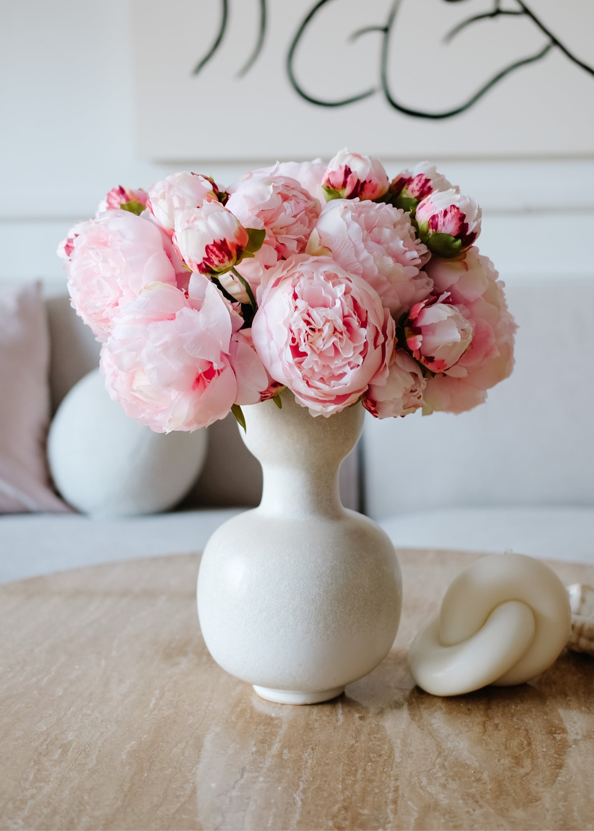 Pink Peony Faux Flower Bundle of Peonies - 21"