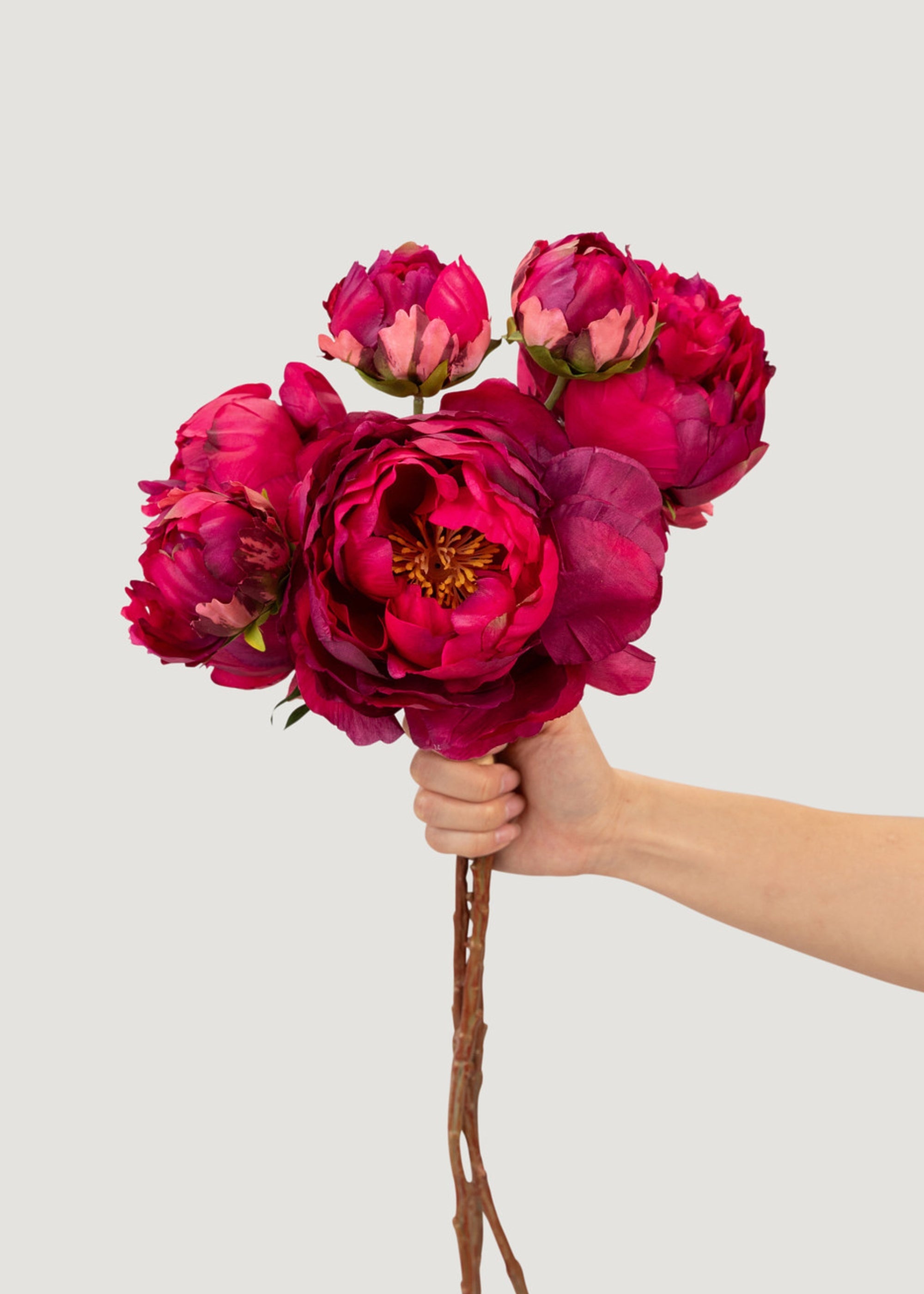 Fuchsia Faux Flower Peony Bundle - 21"