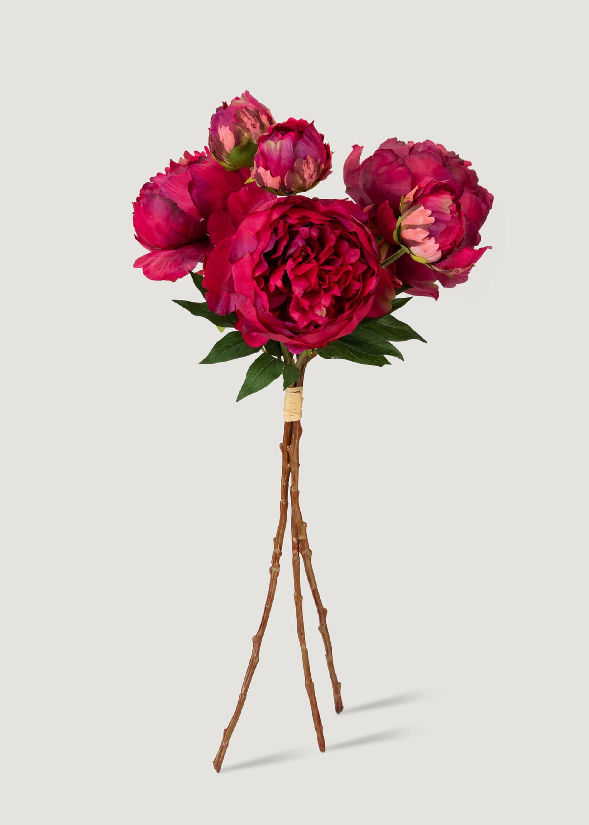 Fuchsia Faux Flower Peony Bundle - 21"