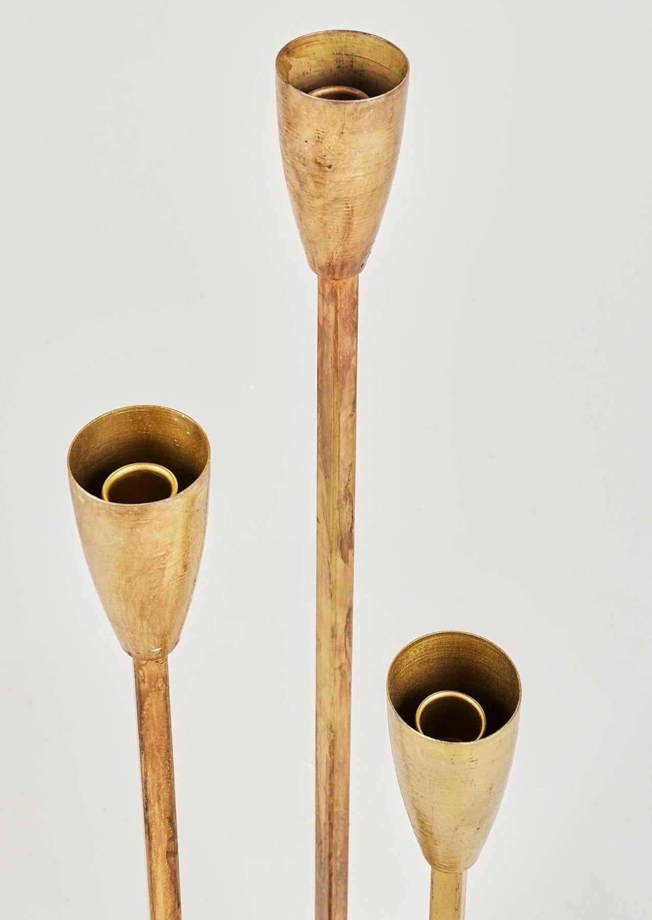SABIGO Set of 3 Antique Gold Taper Candle Holders - 15.75-23.75" - RadialSet of 3 Antique Gold Taper Candle Holders - 15.75-23.75"