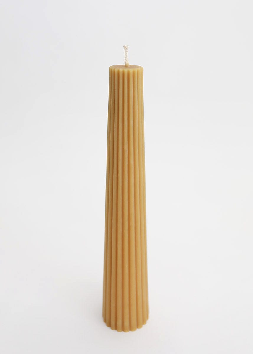 SABIGO Tall Natural Beeswax Fluted Pillar Candle - 13.5" - RadialTall Natural Beeswax Fluted Pillar Candle - 13.5"