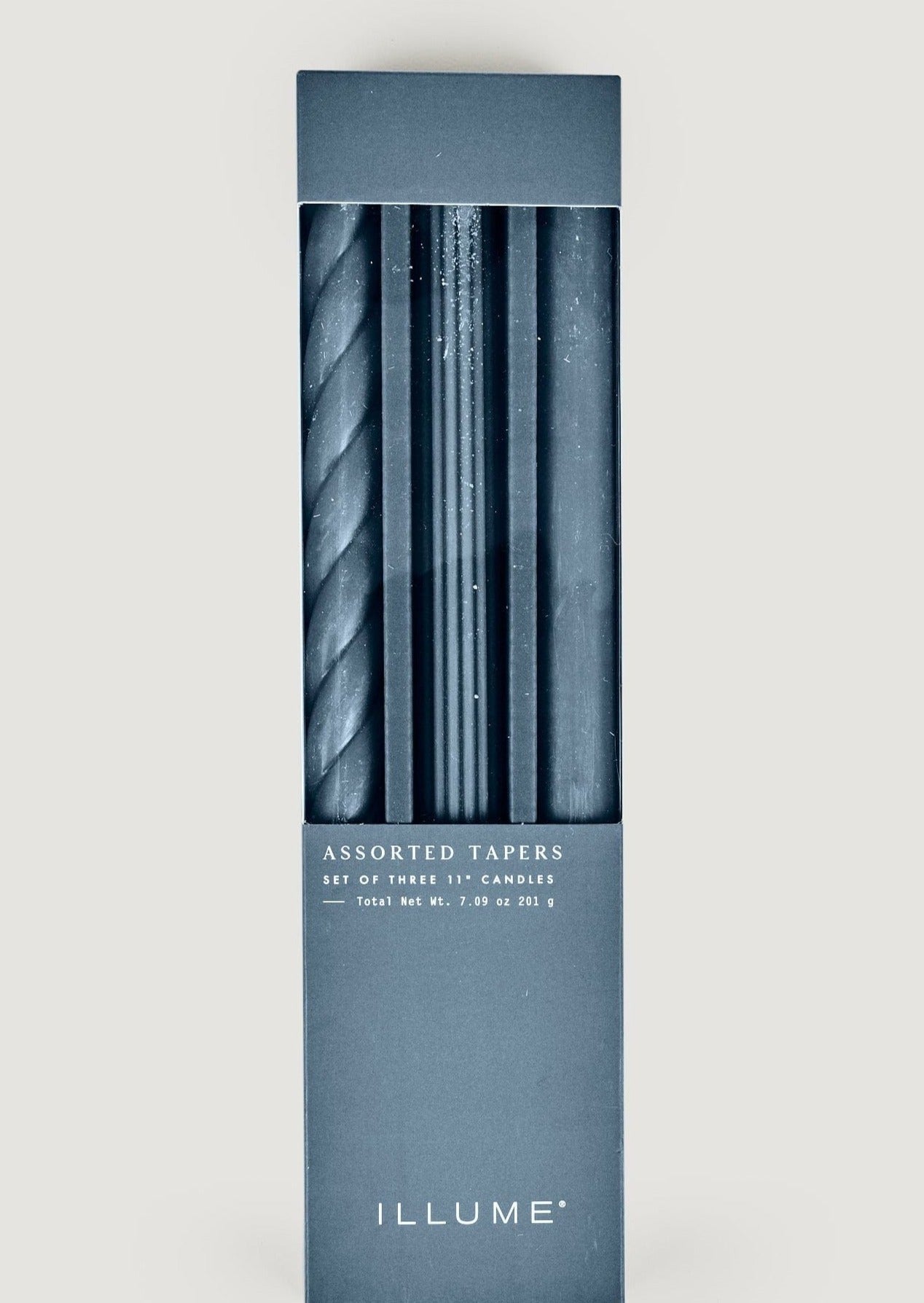 SABIGO Pack of 3 Navy Blue Taper Candles - 11" - RadialPack of 3 Navy Blue Taper Candles - 11"