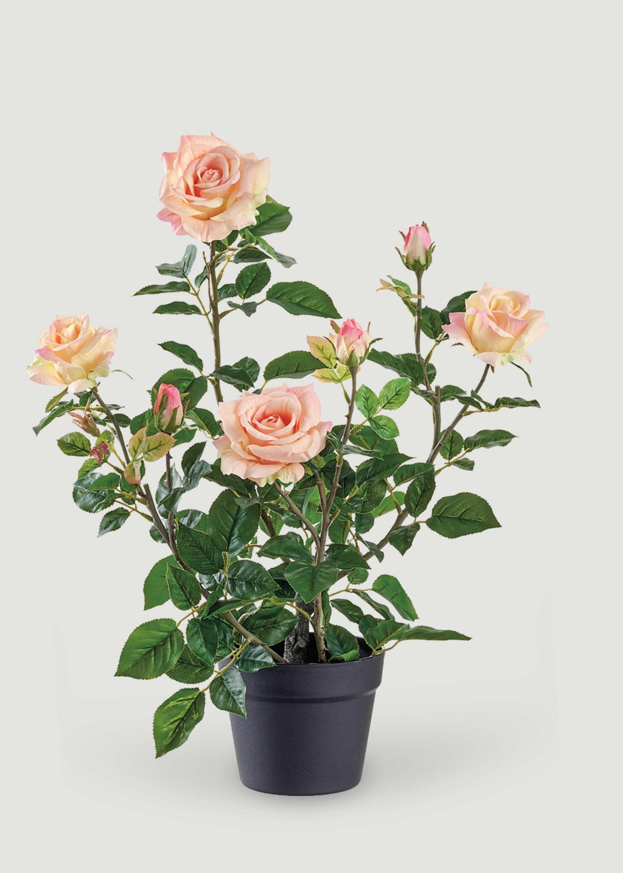 Fake Potted Flower Arrangement of Coral Pink Roses - 25"